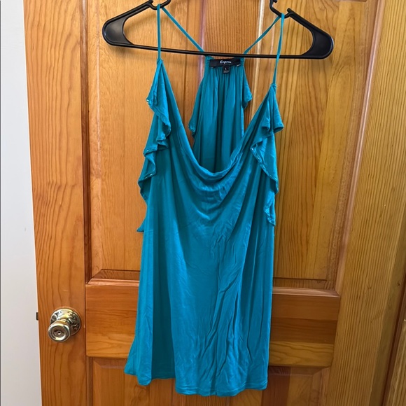 #33 - Express Blue Ruffled Racer Back Tank Top - Picture 1 of 6